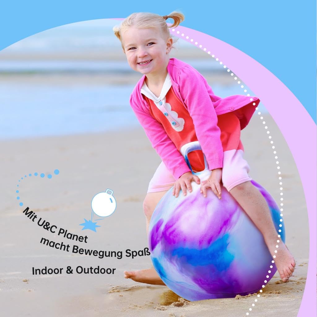U&C Planet Hüpfball 45 cm für Kinder von 3 bis 6 Jahren mit Pumpe 7