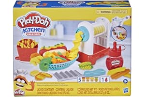 Play-Doh Kitchen Creations Spiral Fries Playset with 5 Cans of Modeling Compound Colors, Back to School Classroom Supplies, Play Food & Cooking Toys for Kids, Preschool Toys, Ages 3+