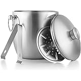 Bellemain Stainless Steel Ice Bucket with Lid - Double Wall Insulated Ice Bucket for Cocktail Bar, Parties, Buffet - Bartende