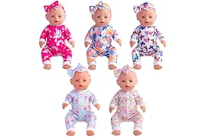 Sweet Dolly Baby Doll Accessories 5 Set Baby Doll Clothes and Headbands for 14-18 Inch Dolls, 10 PCs in Total