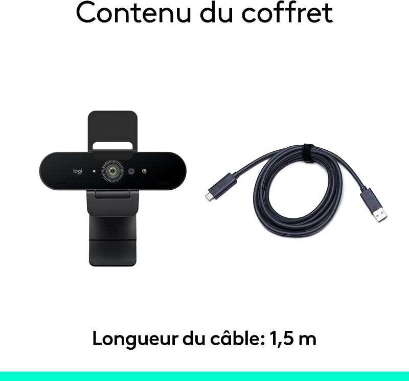 Brio 4K webcam, appels vidéo, micro anti-parasite