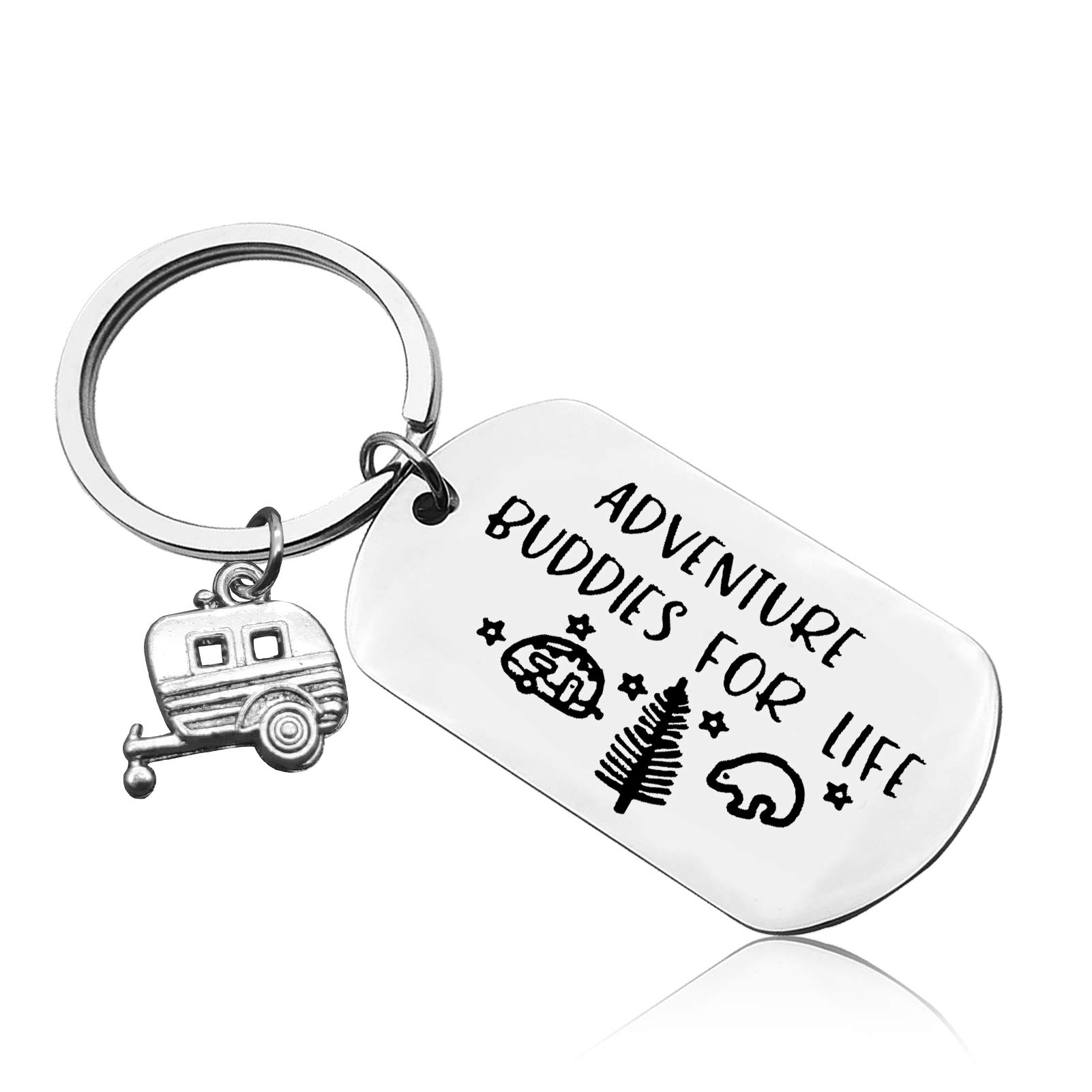 Vadaka Camper Lover Keyring Camping Keyring Happy Camper RV Keychain Camping Lover Gift Vacation Trailer Gift Birthday Retirement Present Keychain