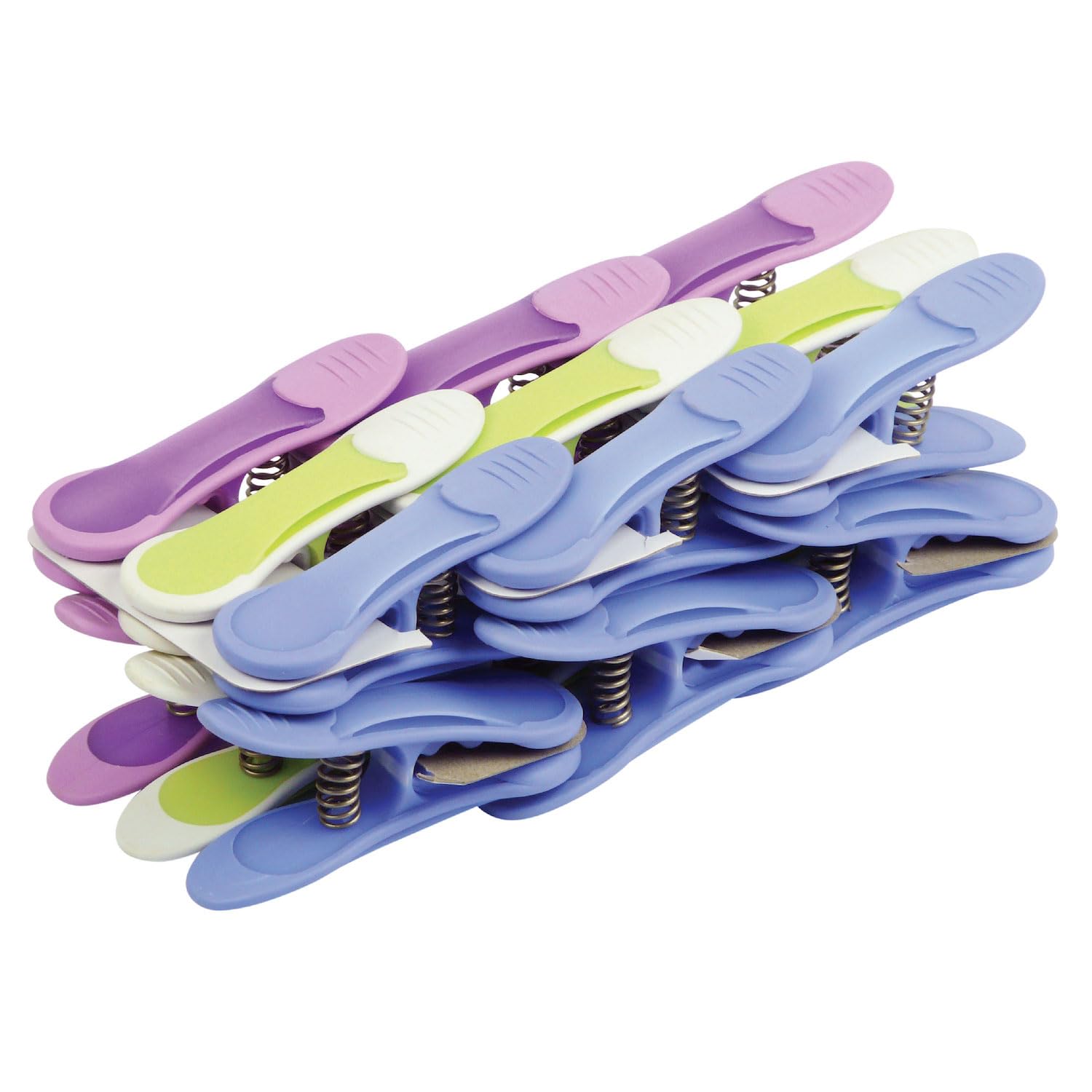 LAGUELLE - Pack 18 Maxi Clips - Made in France - Purple, Blue and Green assortment
