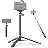 NEEWER Basics 59" Selfie Stick Tripod Compatible with iPhone DLSR Canon Sony Camera, Small Metal Portable Travel Desk Stand for Video Recording Filming, TS04
