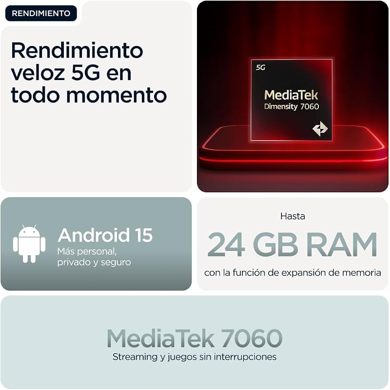 Moto g56 5G 24GB (8GB+16GB RAM Boost)/256GB Cinzento, Durabilidade Militar, IP68/69, Corning Gorilla® Glass 7i, Ecrã Full HD+ de 6,72", Câmara de 50 MP com Moto ai, Bateria de 5200 mAh, Carga TurboPower de 30W
