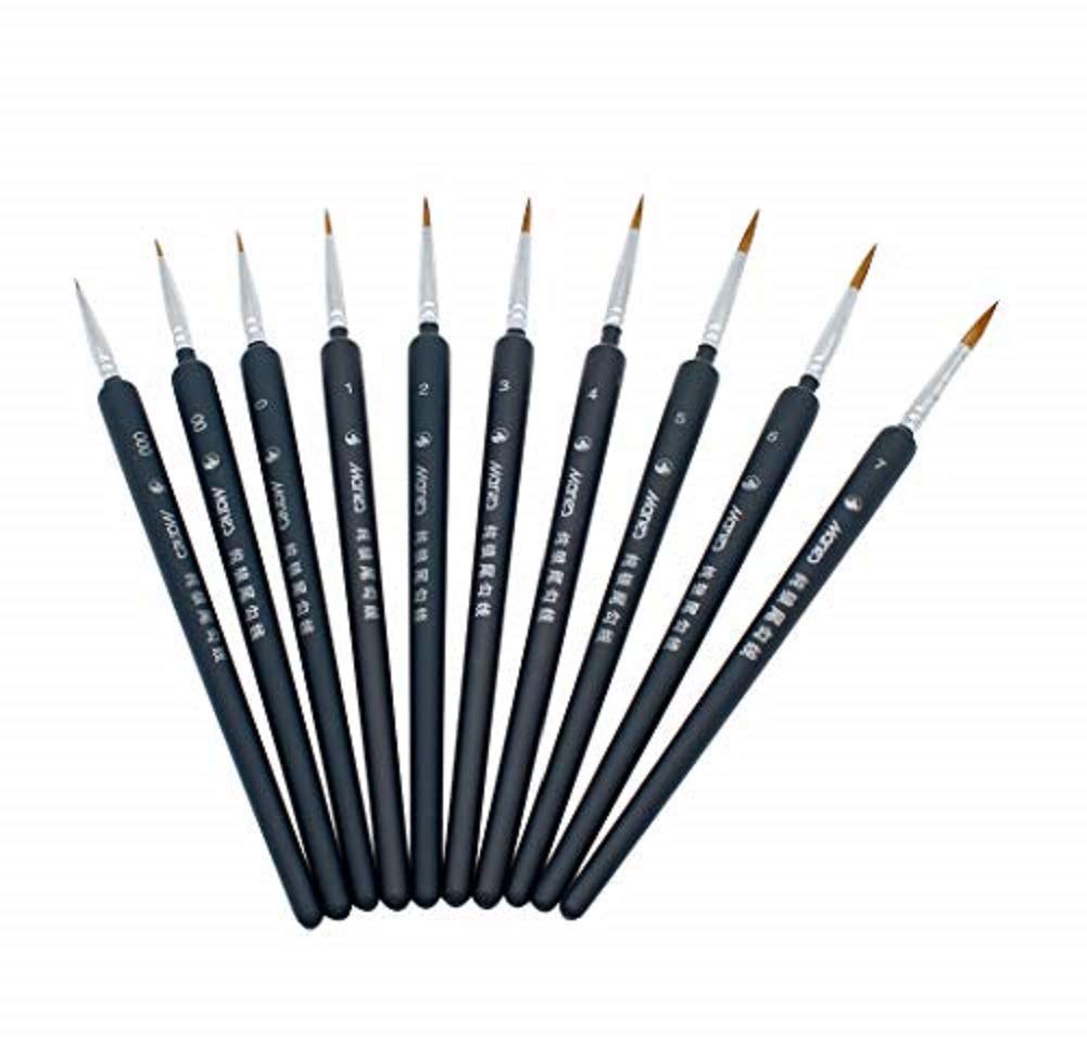 Hillento Detail Paint Brushes Set, Paint Detail Brushes Set Fine Detail Paint Brush Miniature Artist Painting Brushes Supplies for Art Watercolor Acrylics Oil, 10 Pieces