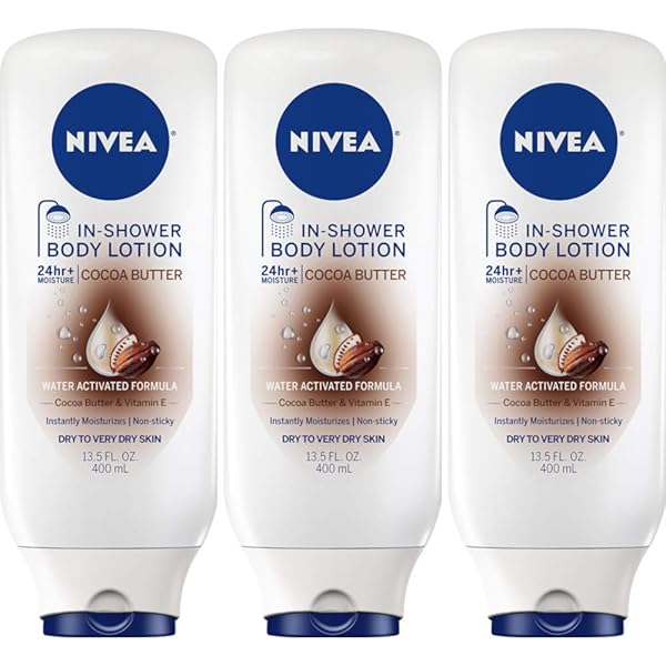 NIVEA COCOA BUTTER IN SHOWER LOTION, BODY LOTION FOR DRY SKIN, 13.5 FL OZ BOTTLE