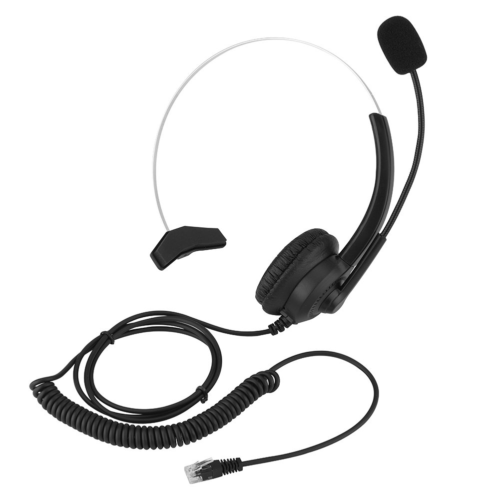 H300 Microphone Headset Noise Cancelling Corded Telephone Call Center Headset With 4 Connectors For Landline Mobile Phones PC Games Comfortable Wearing(For Lanline)