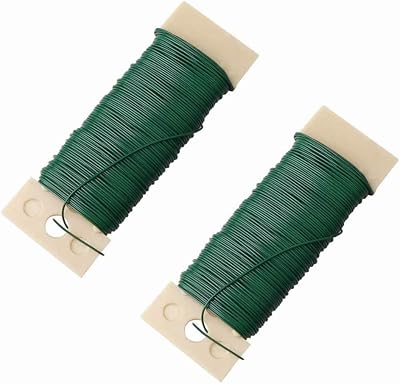 Aisszhao 2 Roll 22 Gauge Green Florist Wire Flexible Paddle Craft Binding