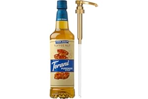 Torani Zero Sugar Puremade Syrup, Toffee Nut Flavoring for Drinks, Pump Included, 25.4 Fl Oz