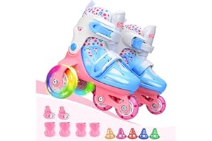 4-PEJIIJAR Kids Quad Roller Skate,Roller Skates for Girls Boys,3-Point Balance Roller Shoes for Beginners