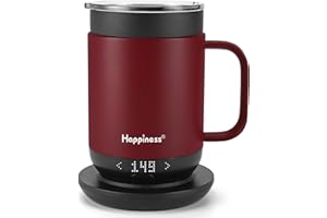 Happiness Smart Heated Coffee Mug,16oz Rechargeable Electric Self Heating Temperature Control Coffee Cup