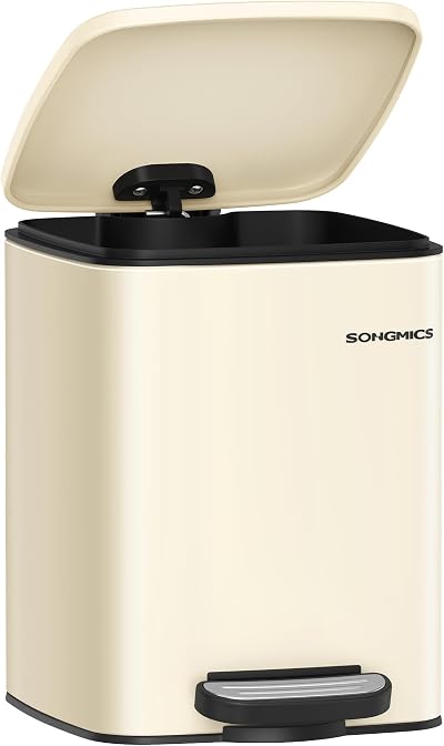 SONGMICS 6 L Kitchen Bin Stainless Steel Pedal Trash Can with Inner Bucket