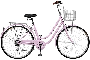 CamPingSurvivals 26" Beach Cruiser Bike, Commuter Bicycle, 7 Speed/Linear Pull Brakes/Widen Seat Men & Women Bike, Adult and Teens Bicycle for Urban Commuter