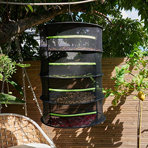 2 Feet Herb Drying Rack Hanging Collapsible 4 Layer Drying Basket Net