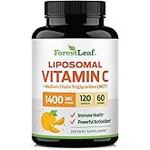 ForestLeaf Liposomal Vitamin C 1400mg Capsules | High Dose Vitamin C Liposomal Supplement w Coconut Oil Fatty Acids | Fast Absorption | Immune Support, Antioxidant, Collagen Production | 120 Vegan Cap