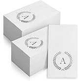 200 Pack Monogrammed Disposable Napkins Silver Foil Letter A Guest Napkins Initial Disposable Hand Paper Towels for Wedding Engagement Baby Shower Party Home Kitchen Bathroom Dinner Decorative Towels