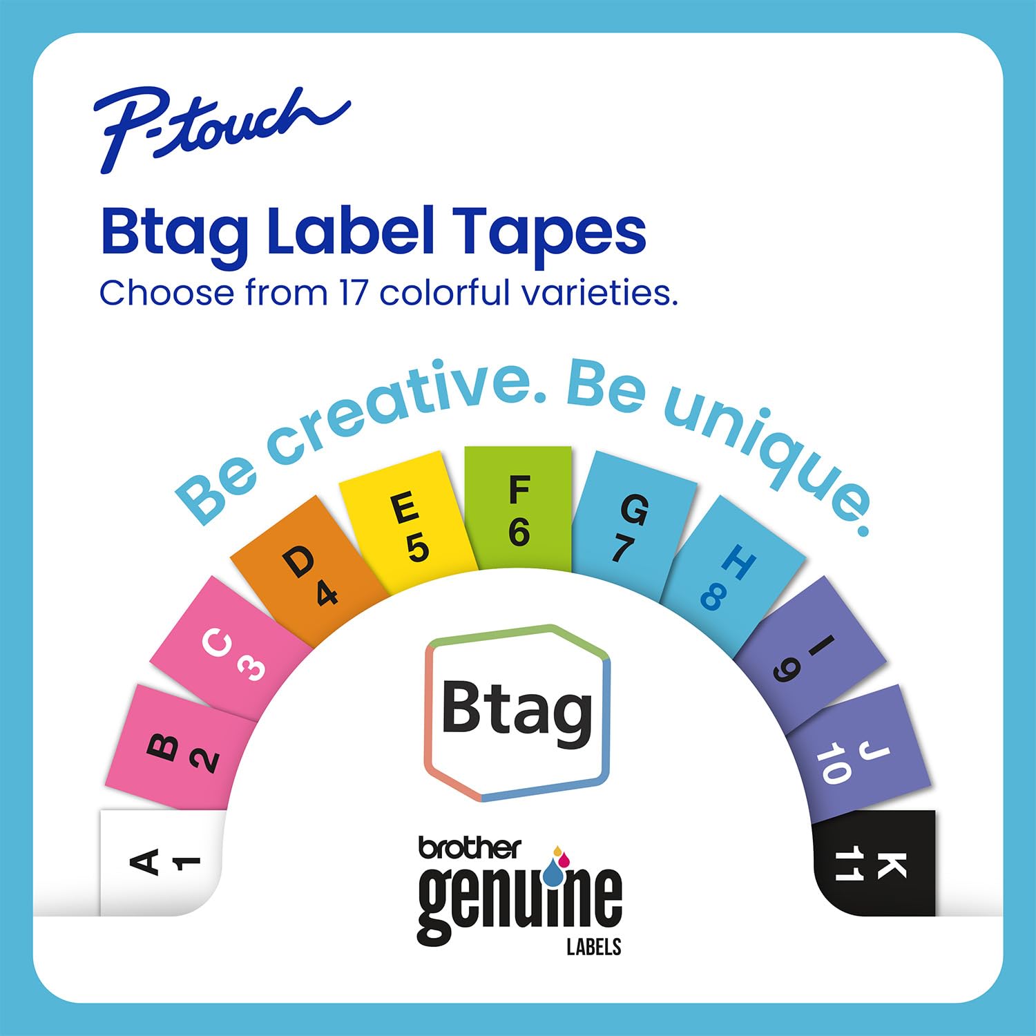 Brother P-Touch PT-N10 Personal Handheld Label Maker, Portable and Prints, P-Touch Btag ~½” (12mm) Wide Color Personalized Label Tapes,