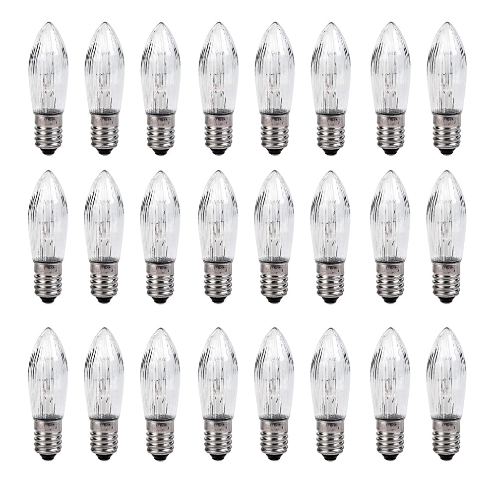 ShuoHui Tapered Candle E10 12 V 3 W Replacement Bulbs Top Candle for Fairy Lights and Candle Arches 2700 K 30 LM (25), E10 Lampe