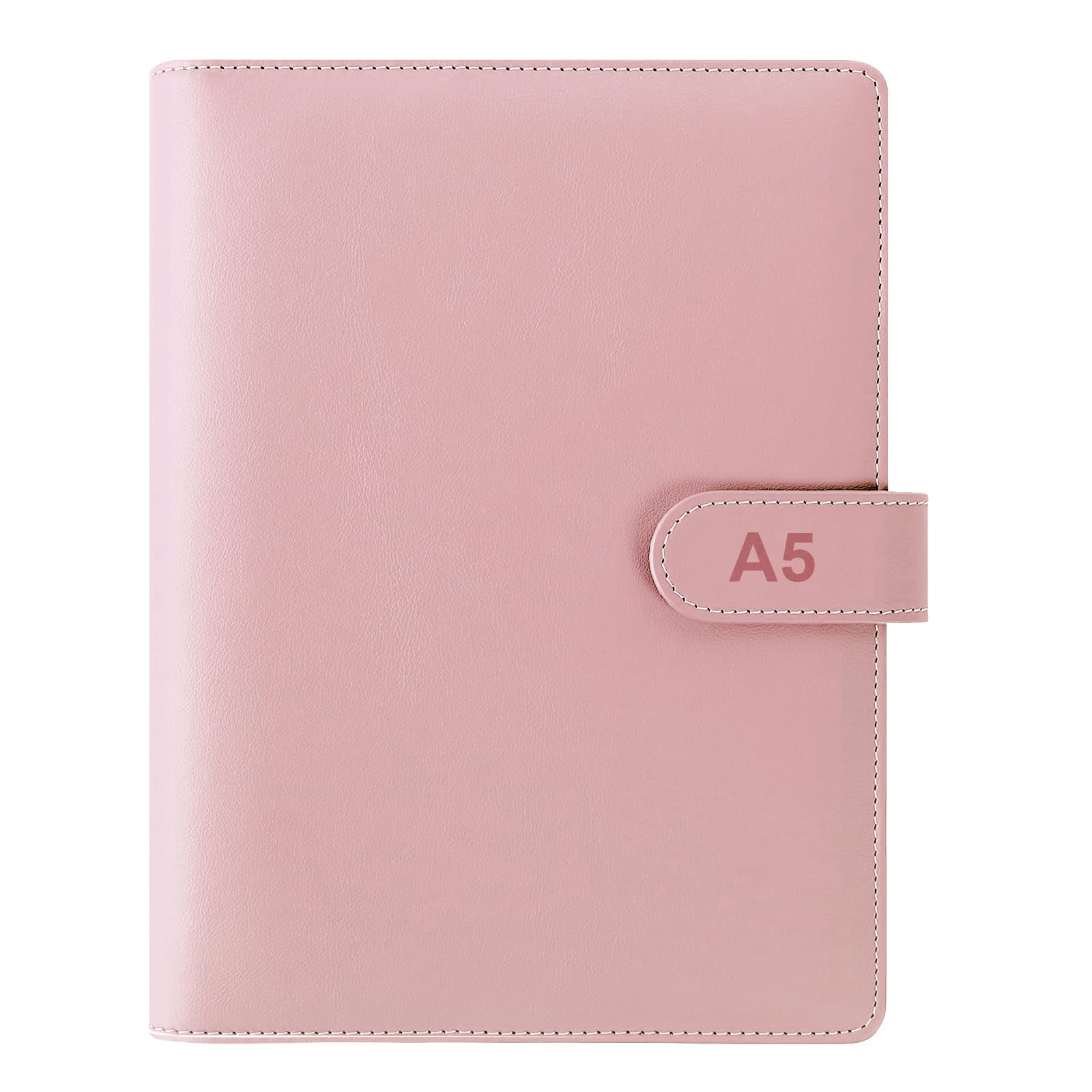 Leather A5 Ring Binder, Ring Binder Planner Notebook Cover PU Leather Notebook Planner Organizer Refillable Binders Cover for A5 Filler Paper(Inner Paper Not Included) Pink
