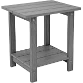 juserox Outdoor Side Table, Weather Resistant Double Small Adirondack Side Table, Outdoor Indoor End Table for Chair, 17" Patio Table for Pool, Deck and Porch, Black (Item2, Grey)