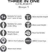 Evo 3-IN-1 Cruiser Scooter Adjustable Height 3 Stages Seated to Push view 6