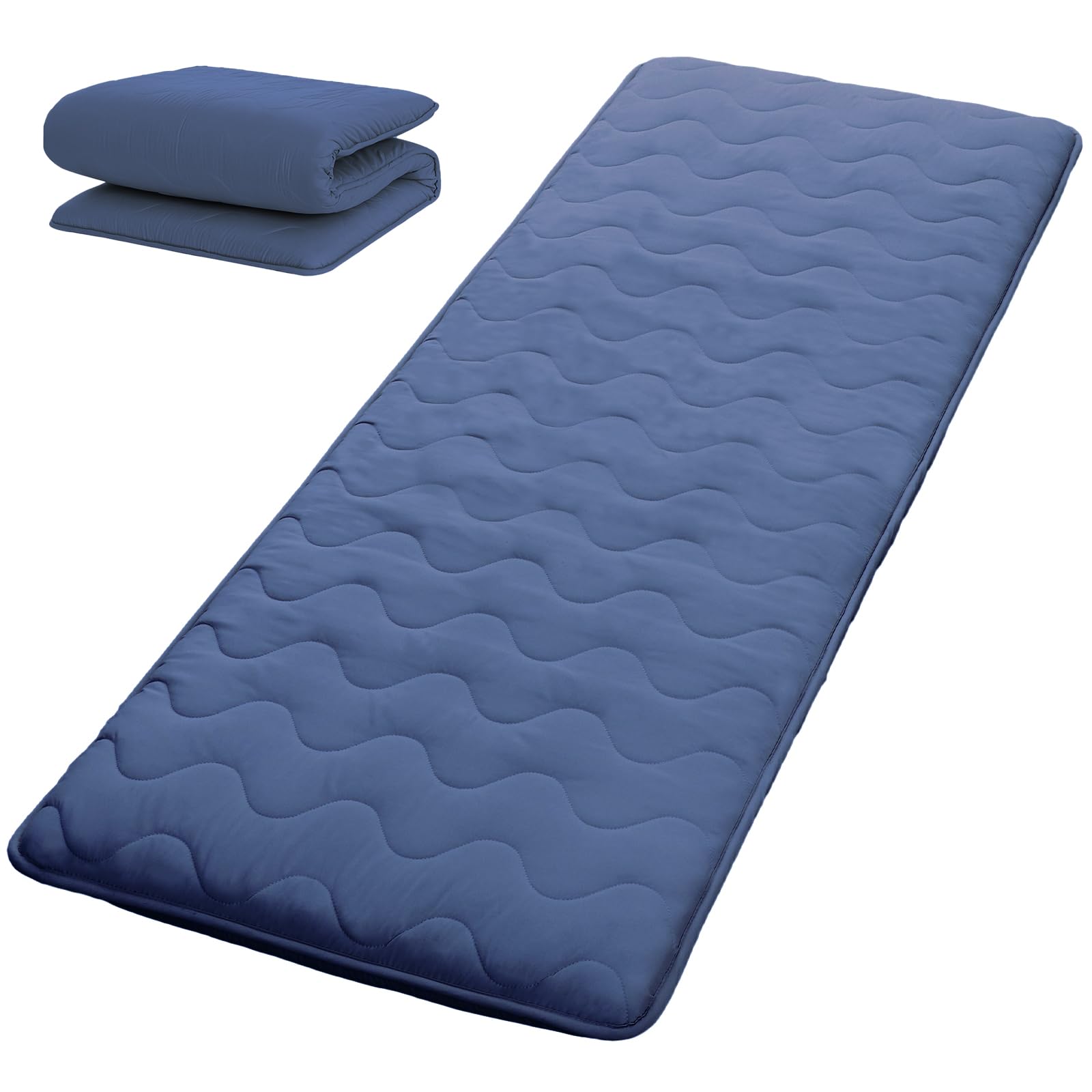 fuwawa ごろ寝マット 敷布団 70×180cm 厚め8cm ごろ寝布団 長座布団 ウレタン入り 【TEIJIN中綿使用】 体圧分散 4層構造 ごろ寝座布団 お昼寝マット 大人 うたた寝マット ごろ寝クッション 軽量 コンパクト 畳める 固綿入り 抗菌 防臭 防ダニ 底付き感無し 厚め8cm 座布団 来客用 ネイビー商品画像