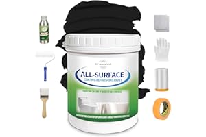 styleonme Waterbased Tile Paint Black, 50-60sq.ft, Bathtub Washbasin Toilet Ceramic Tile and Kitchen Countertop Refinishing, Odorless and Non-Toxic Heavy Glaze Epoxy Resin Coating (With tools)