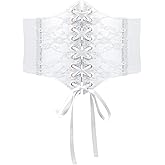 WHIPPY Women Lace-up Corset Waist Belt Transparent PVC Lace Crochet Petal Elastic Wide Belt for Dress