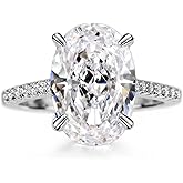 Michooyel 4.5CT Oval Cut Engagement Ring for Women Rhodium Plated Sterling Silver 5A Grade Cubic Zirconia Solitaire Women‘s Ring Promise Ring