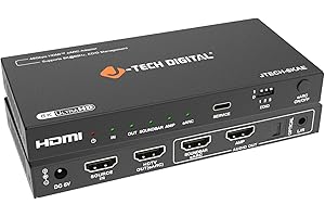 J-Tech Digital 8K HDMI Audio Extractor with eARC ARC 8K 60Hz 4K 120Hz, HDMI to Optical L/R Converter Adapter, HDCP 2.3 HDR CEC EDID [JTECH-8KAE]