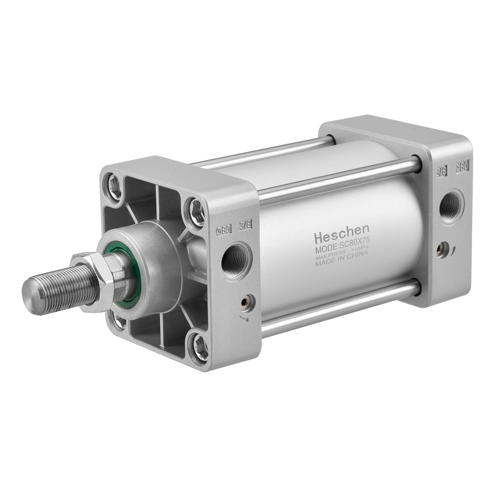 Heschen Pneumatic Standard Cylinder, SC 80-75, PT3/8'' Port, 80mm Bore, 75mm Stroke, Double Acting (Stroke 75mm)