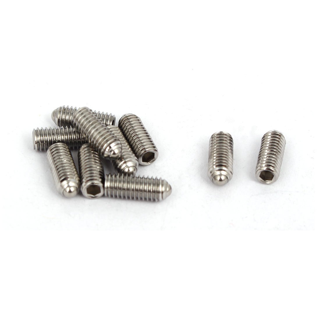 Sourcingmap M5x12mm 304 Stainless Steel Spring Hex Socket Ball Point Grub Set Screws 10pcs