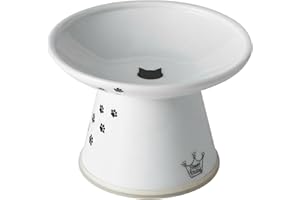Necoichi Raised Cat Food Bowl – Ceramic Elevated Cat Bowl for Whisker & Neck Fatigue, Dishwasher Microwave Safe – Non-Slip & Anti Vomiting Ergonomic Design (Cats, Extra Wide, 2-Cups Capacity)