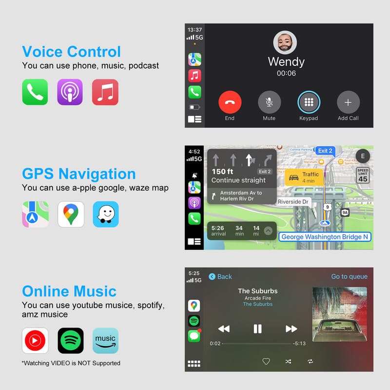 Wireless CarPlay Adapter for 2023 Upgrade for Apple iPhone iOS 12