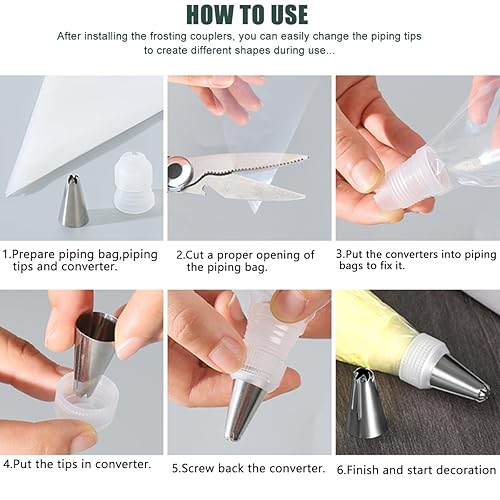 Piping Bags and Tips Set, 12 Inch Reusable Piping Bags, 100