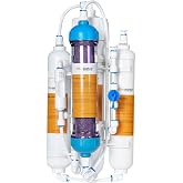 4-Stage Aquarium Reverse Osmosis System with Flushing Valve | Portable RO+DI Deionized Water Filtration, Colour Changing DI Filter, 100 GPD, TDS Close to 0 ppm