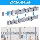 Vicloon Broom Holder Wall 4 Racks 5 Hooks Mop Organizer Tool Mount view 5