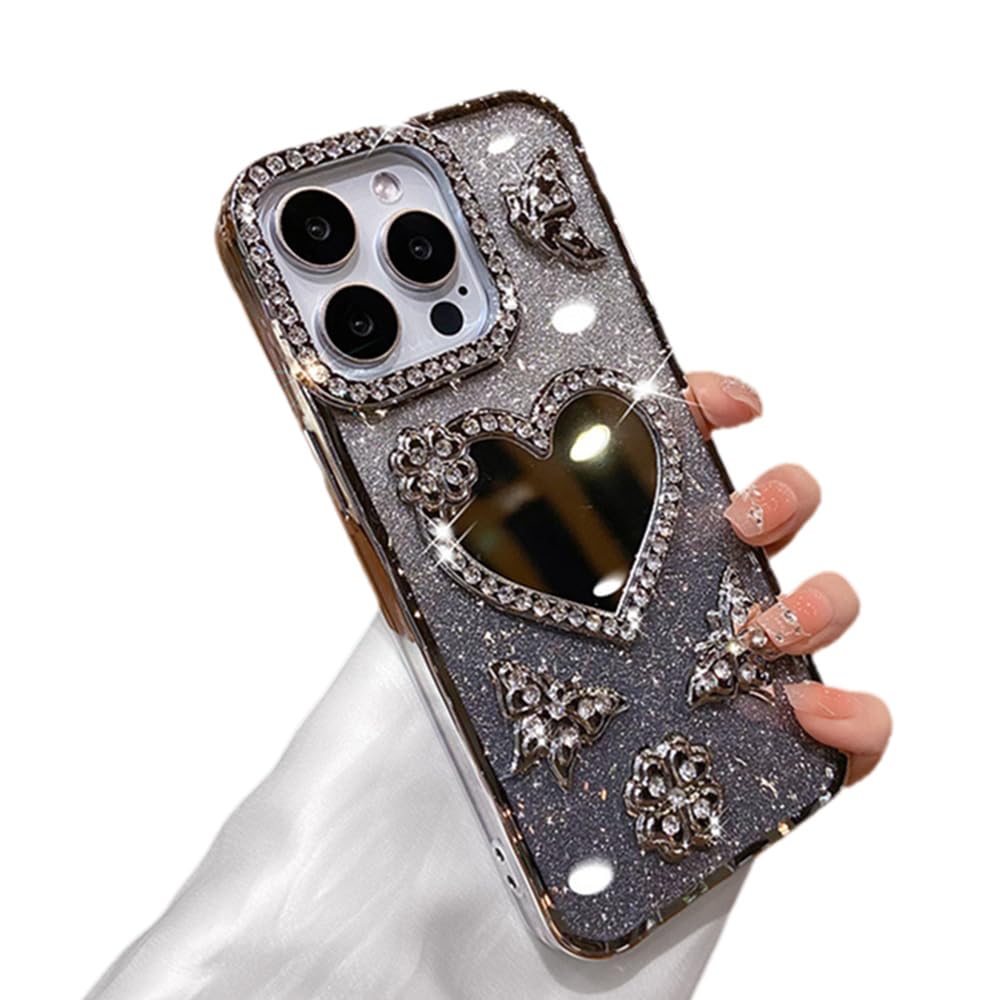 Zkacase Designed for iPhone Case,Luxury Electroplated Glitter Bling Mirror Spark Sparkly Shockproof Protective Cover Phone Case (iPhone 12 Pro,Grey)