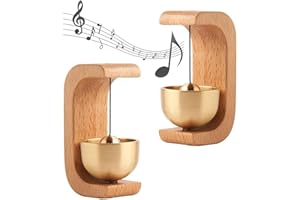 HUIGOMI 2 Pcs Magnetic Shopkeeper Bell for Door - Vintage Wooden Wind Chime Doorbell with Brass Bell, Wireless Adhesive Door 