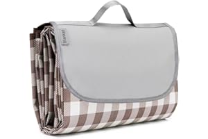 K Y KANGYUN Beach Blanket Outdoor Picnic Blanket Mat 80"x60" Extra Large Waterproof Sand Proof Camping Blanket Lightweight Folding Portable Travel Blanket for Family Park Beach Grass (Brown)