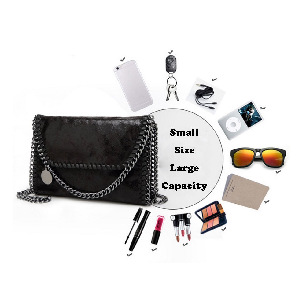 Valleycomfy Damen Handtaschen Clutches Elegante Schultertasche Metallic Kette Riemen PU Leder Cross Body Taschen Handtasche