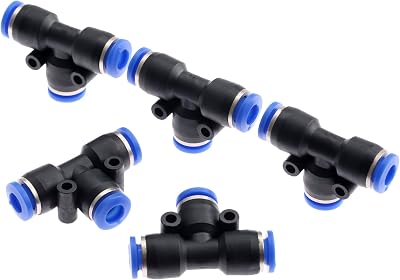 MUXSAM 5pcs 6mm PE6 Pneumatic T-Junction Air Hose 3 Way Quick Connector Fittings