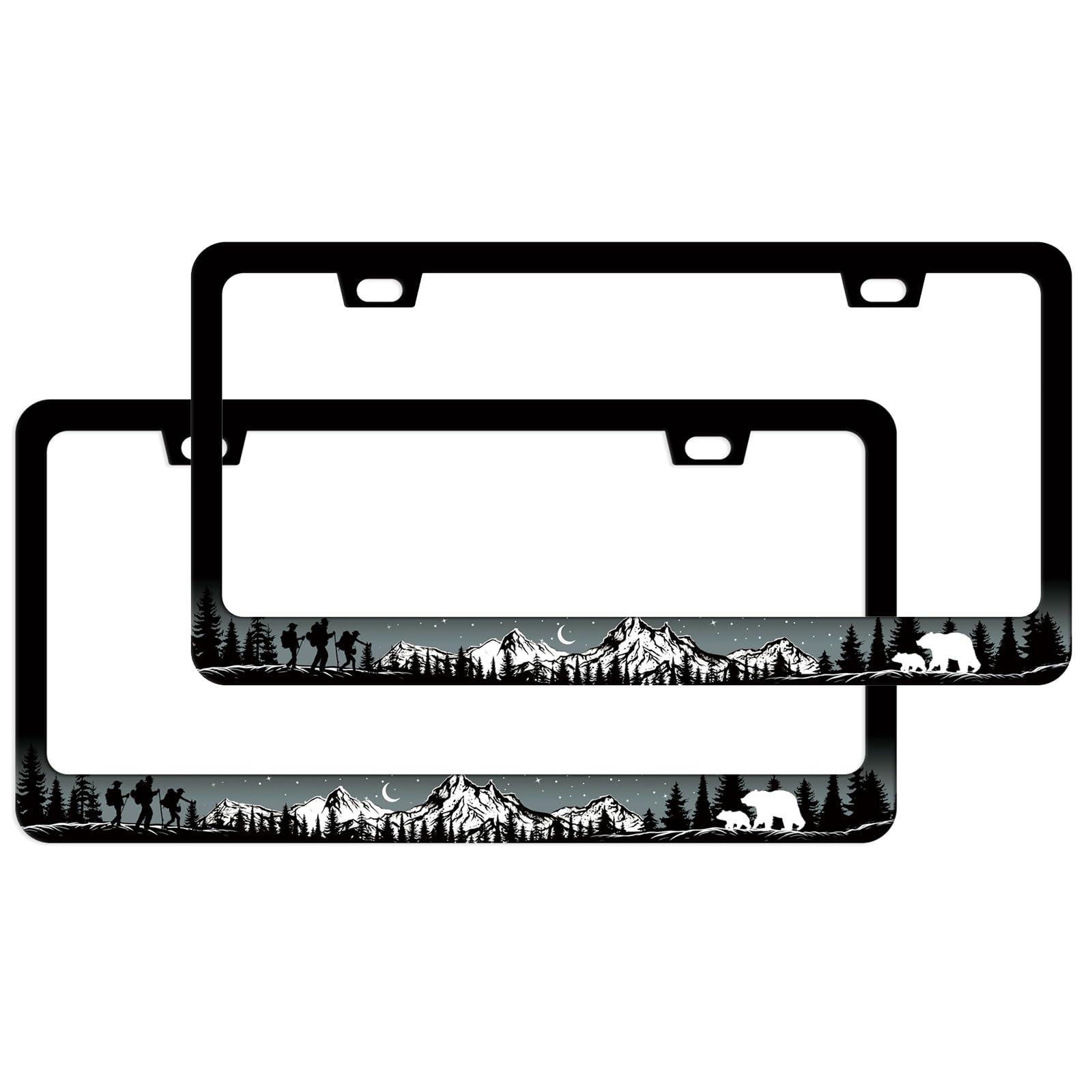 Photo 1 of ***PARTIAL SET/ONLY 1 ***** Mountains License Plate Frames 2 Pack - Adventure Awaits License Plate Frames Camping Animal Bear Car Tag Frames Auto Wildlife Plates Tags for Women Men