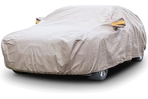 Tecoom Thick Shell Car Cover Super Breathable Waterproof Windproof Snow Sun Rain UV Protective Outdoor All Weather Fit Sedan 160-172 Inches Hatchback