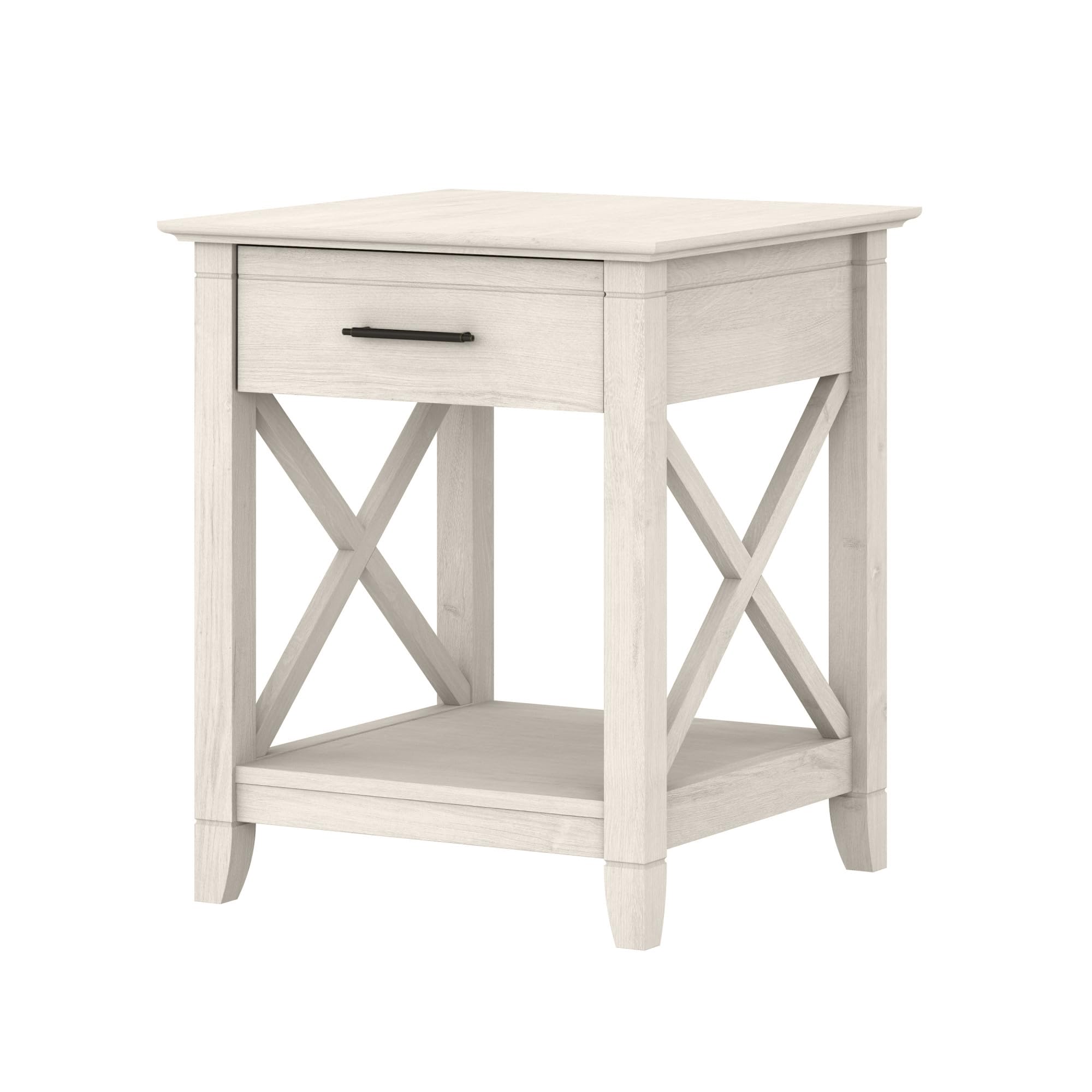 Bush Home End Table with Drawer, Nightstand with Storage, Living Room and Bedroom Furniture, Key West Collection, Linen White Oak Image
