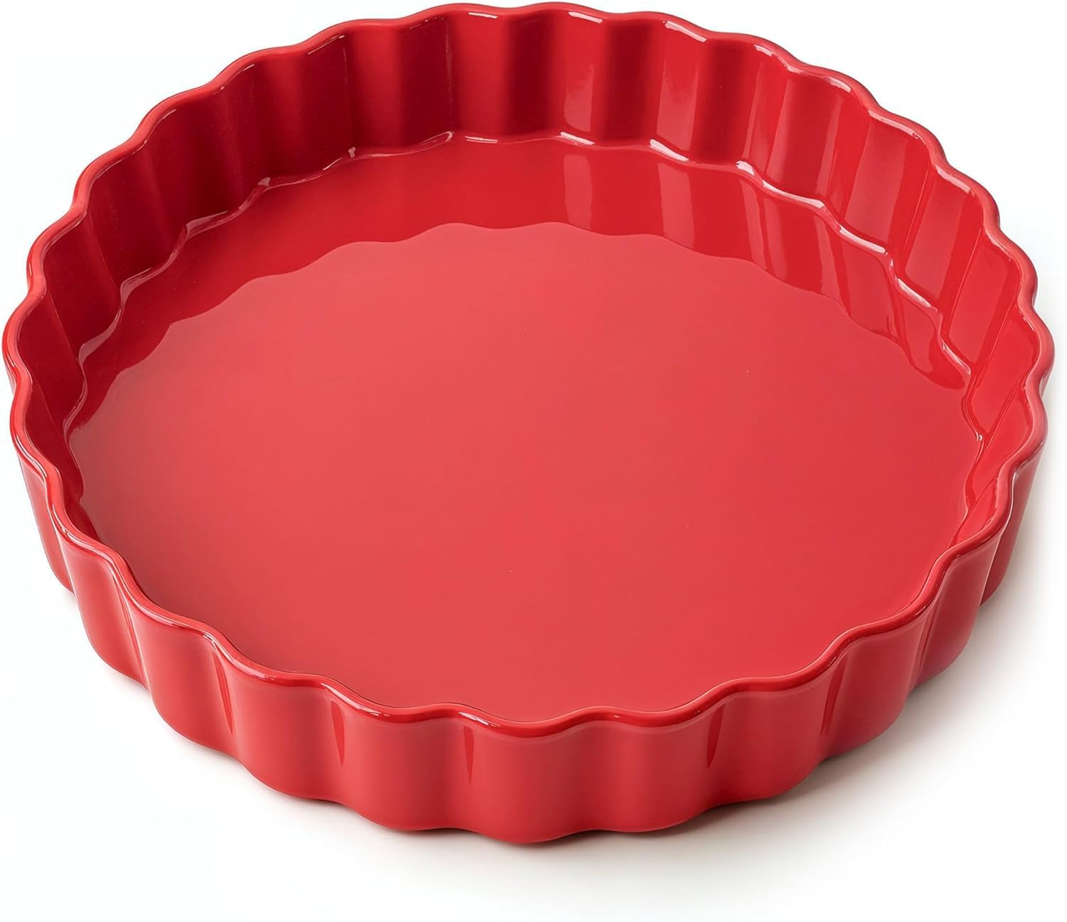 Praknu Ceramic Pie Dish for The Oven - Round Ceramic Tart Mould 28cm High Edge - with Non-Stick Coating - Scratch and Cut Resistant - Easy to Clean - Plastic-Free Packaging