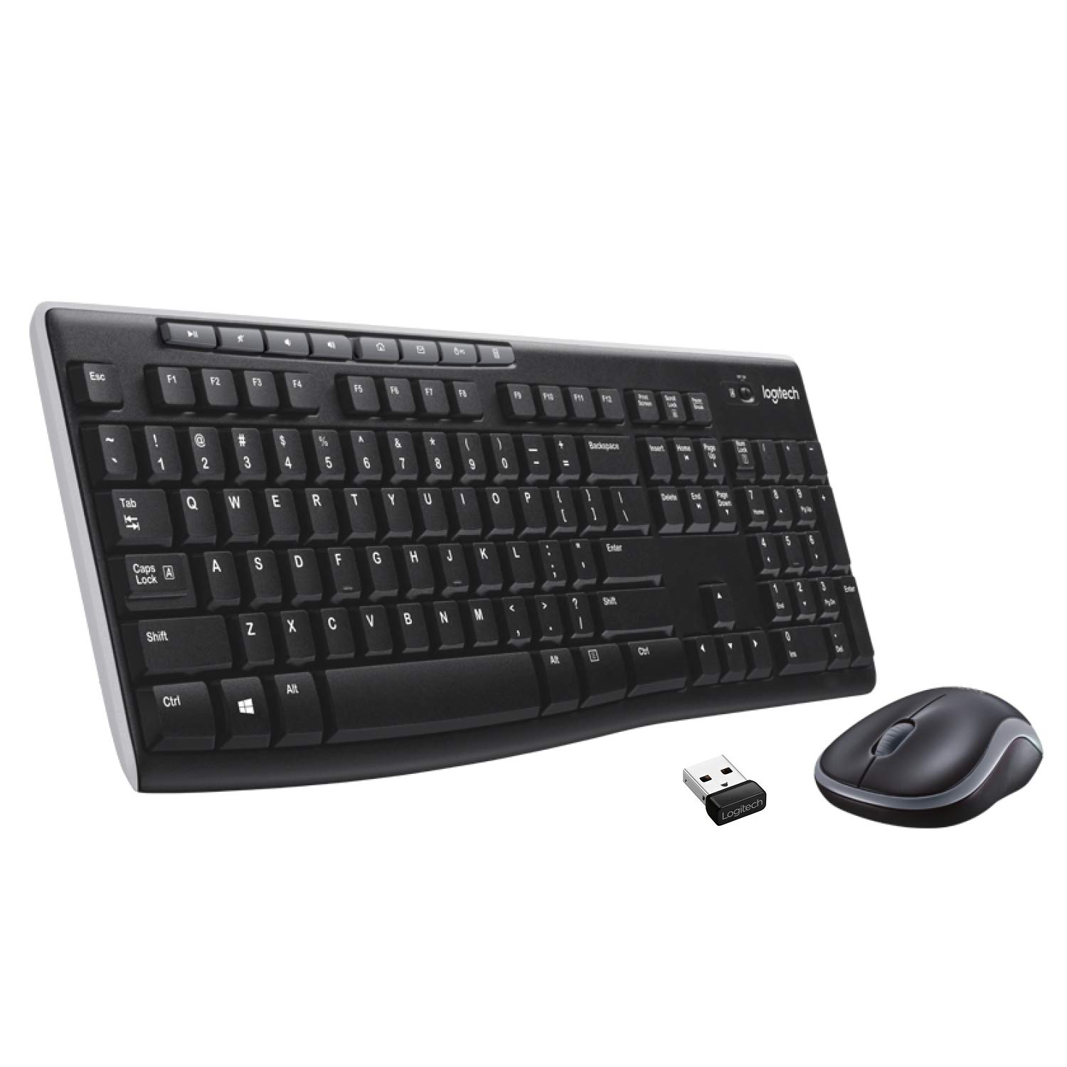 Logitech MK270 Wireless Keyboard and Mouse Combo for Windows, QWERTY Pan Nordic Layout - Black
