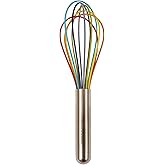 RSVP International Endurance Silicone Balloon Whisk, Safe for Non-Stick Cookware, All-Purpose Wide Kitchen Whisk Whipping Egg Whites, Custards, Mixing Batters & Sauces, Rainbow, 8-Inch