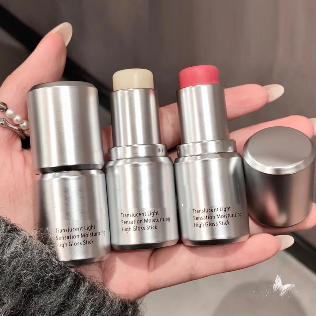 KARLOR Highlighter Blush Stick, 2 Pcs translucent highlighter makeup moisturizing high gloss highlighter stick natural blush water gloss shiny high gloss stick Korean makeup (2+4)